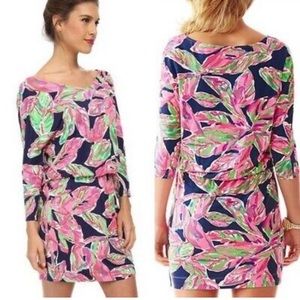 Lilly Pulitzer Pink and Green Leaf Print Mini Dress